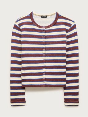 nwt j.crew heritage terry cardigan in candlelight cacao stripe S